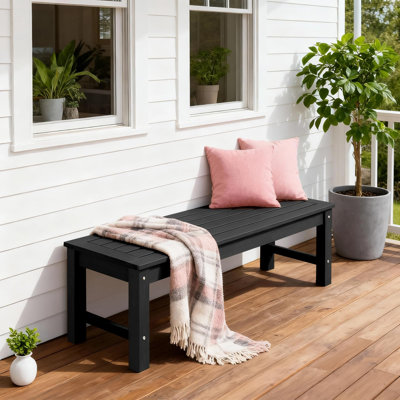 Outdoor Backless Bench Patio Bench, Sturdy and Durable Garden Bench Suit for Porch and Park,Black