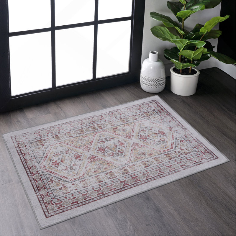 Beige Washable Rug 2' X 3' Doormat Rug, Rectangle 2' x 3'