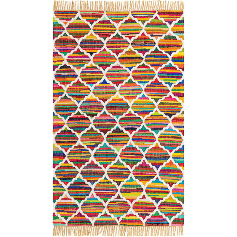 Hancock Cotton Abstract Indoor Rug, Rectangle 5'1" x 8'