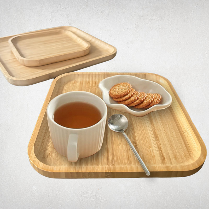 Ensemble de 3 plateaux de service en bambou - Planches à découper - Ensemble de planches à charcuterie pour le fromage, la viande, les fruits et les hors-d'œuvre - Plateau décoratif en bois pour le rangement et la décoration de la cuisine, de la mai