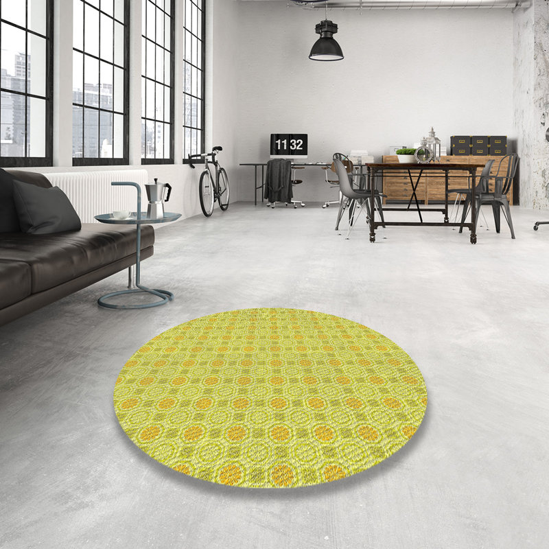 Tapis vert à motif géométrique Kodi, Rond 8 pi