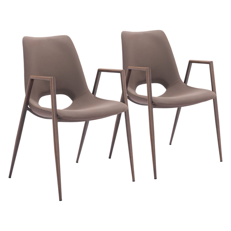 18.1'' H Faux Leather Upholstered Armchair, Brown, Brown
