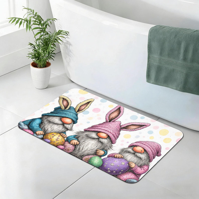 Tapis antidérapant pour lapin et la salle de bain Pâques, 20 x 32
