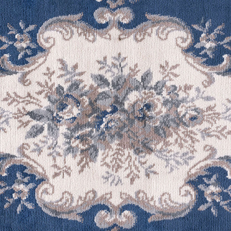 Riter Dark Blue / Navy / Cream Aubusson Oriental Rug, Rectangle 5' x 7'