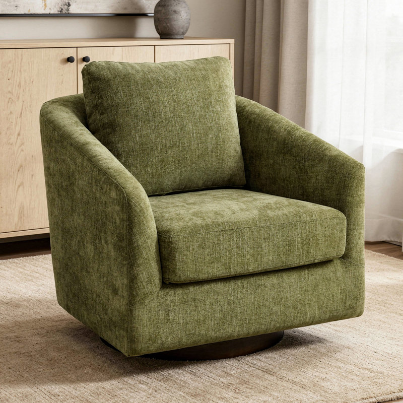 Fauteuil d'appoint pivotant en chenille Conway, Vert