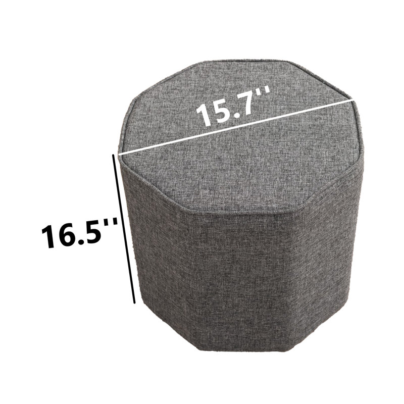 Repose-pieds rembourré Caiomhe, Polyester / coton gris