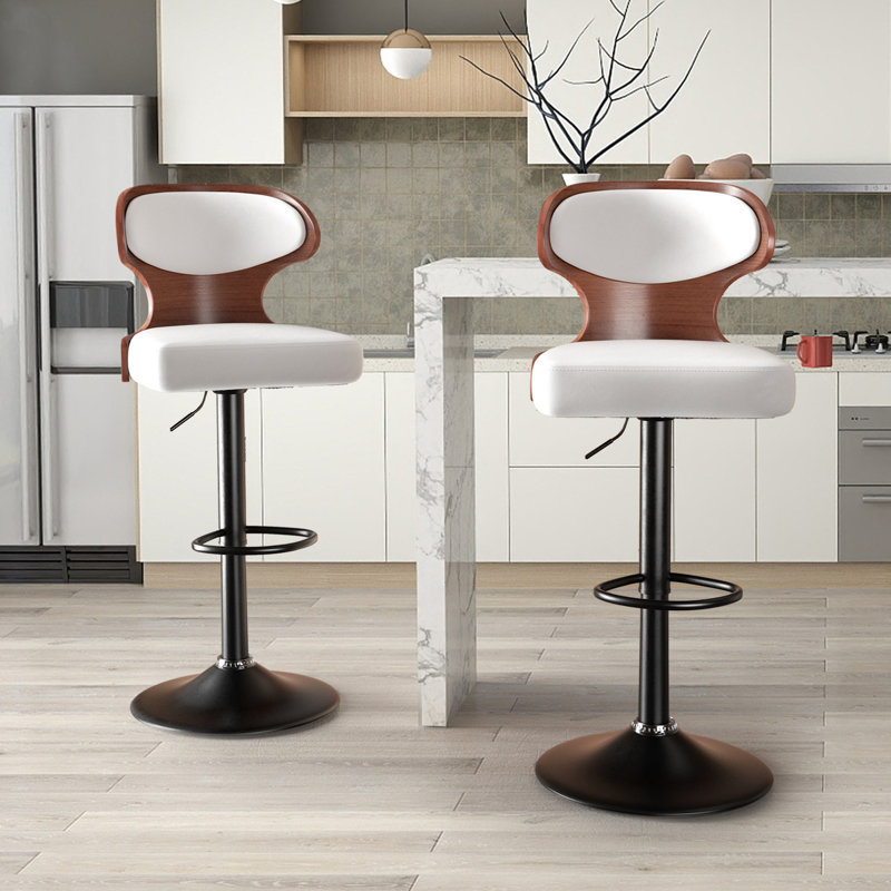 Ensemble de 2 tabourets de bar modernes en métal et en suède moderne , Blanc