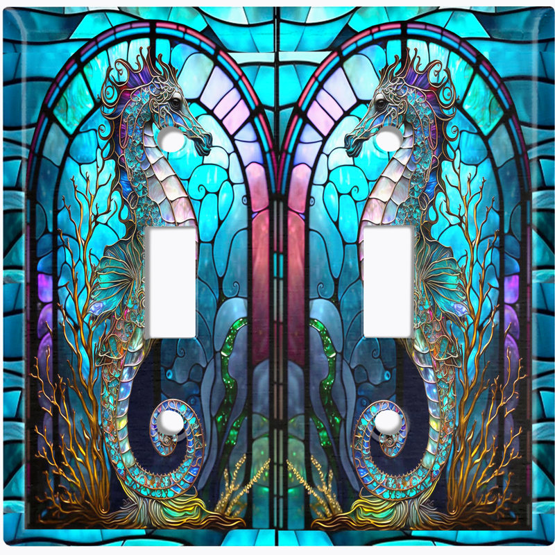 Copper Rust Patina Teal Print 2 - Gang Toggle Light Switch Standard Wall Plate