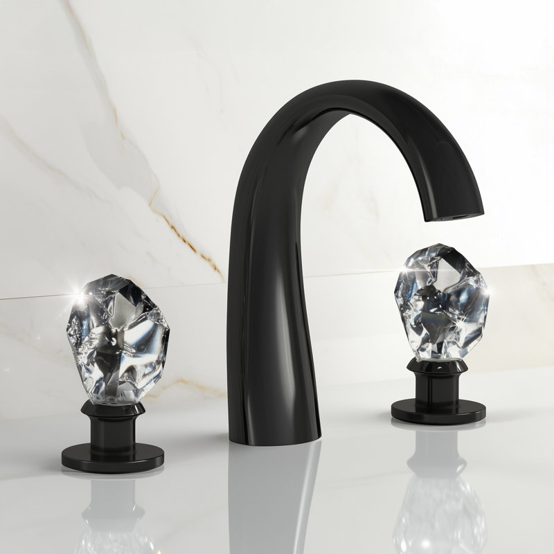 Swarovski Crystal Widespread Bathroom Faucet , Black