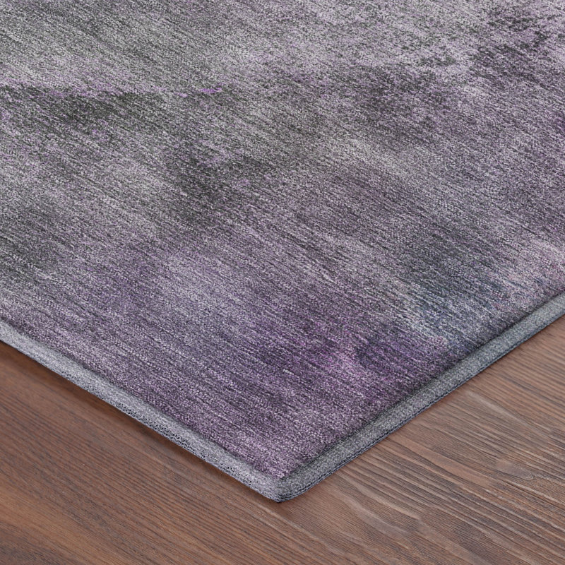 Premium Machine Washable Mayfield AMF2307 Abstract Rug, Plum, 5' x 7'6"
