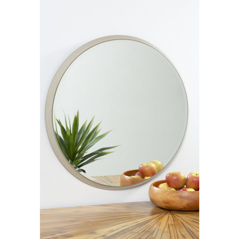 Carleen Metal Flat Wall Mirror, 54cm H x 54cm W, Silver