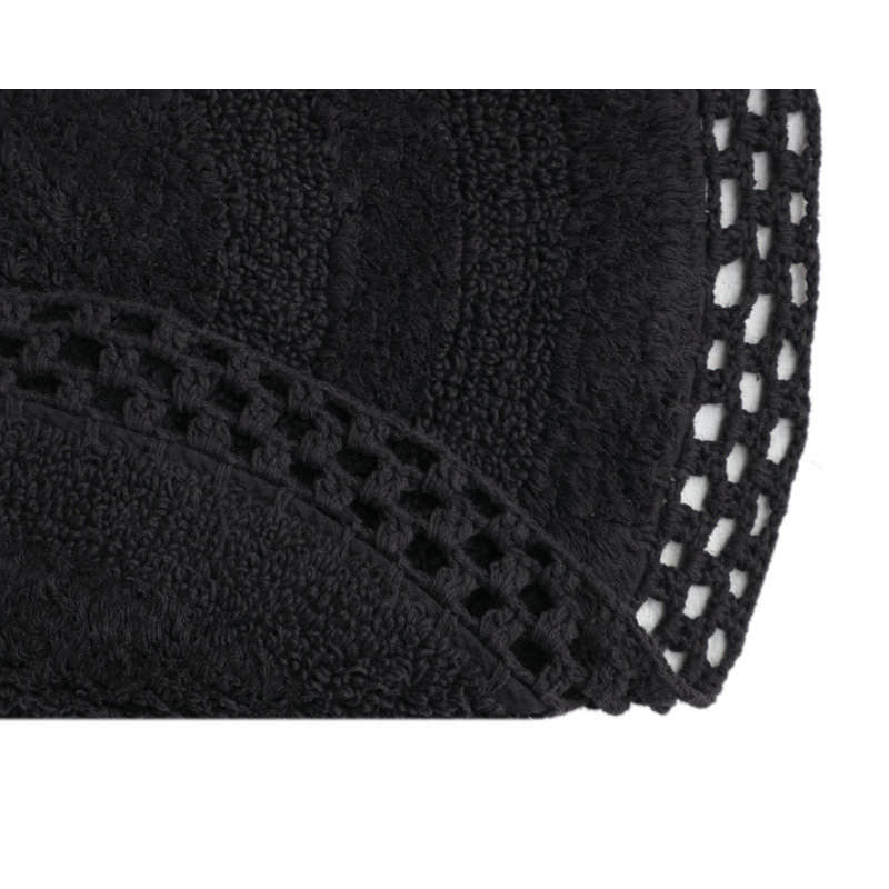 Adiraica 100% Cotton Bath Rug, Black