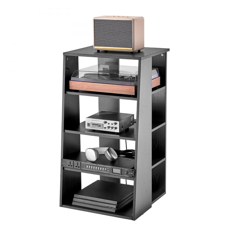 5-Tier AV Media Stand, Wooden Audio-Video Media Stand for DVD Players/Cable Boxes/Games Consoles