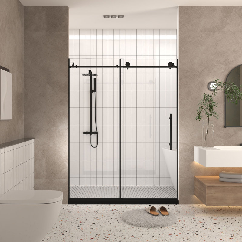  Porte de douche en verre trempé sans cadre 56-60 "x 76"
