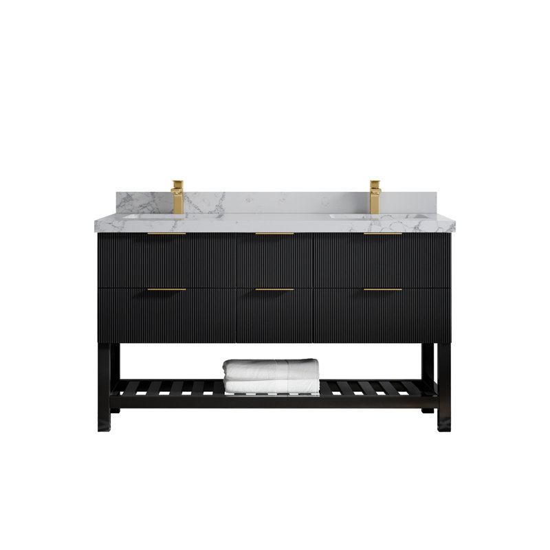 60'' Double Bathroom Vanity with Quartz Top