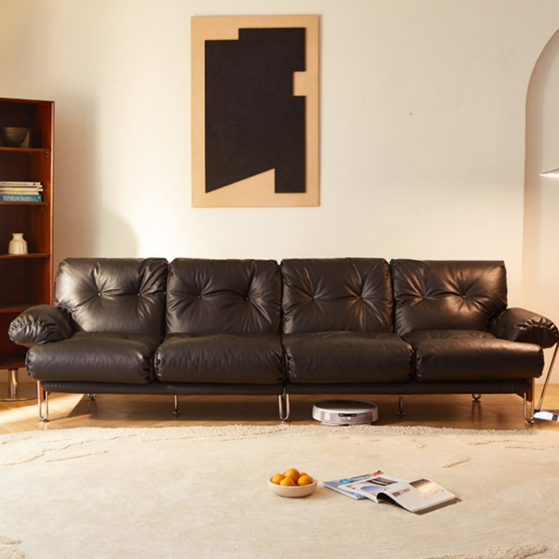 Canapé droit noir Mid-Century