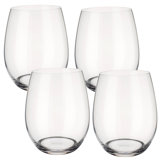 Entrée Set/4 Double Old Fashioned 16 oz Crystal Stemless Wine Glasses