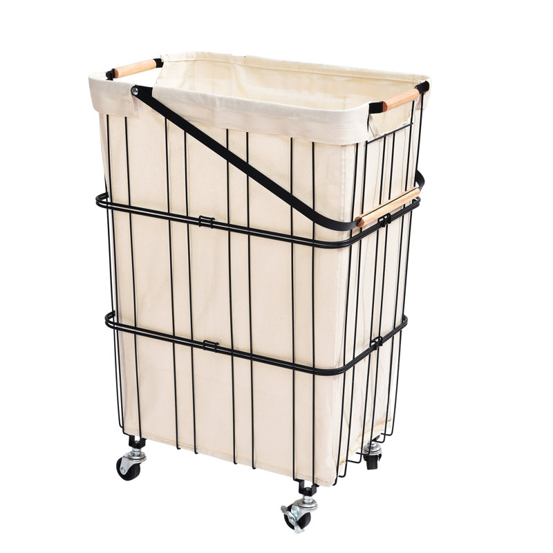 Metal Rolling Laundry Basket with Handles