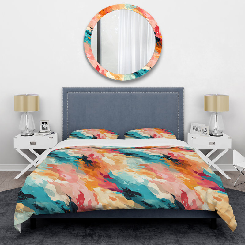 Ensemble de housse de couette multicolore Feather Fury, Housse de couette pour très grand lit et 2 très