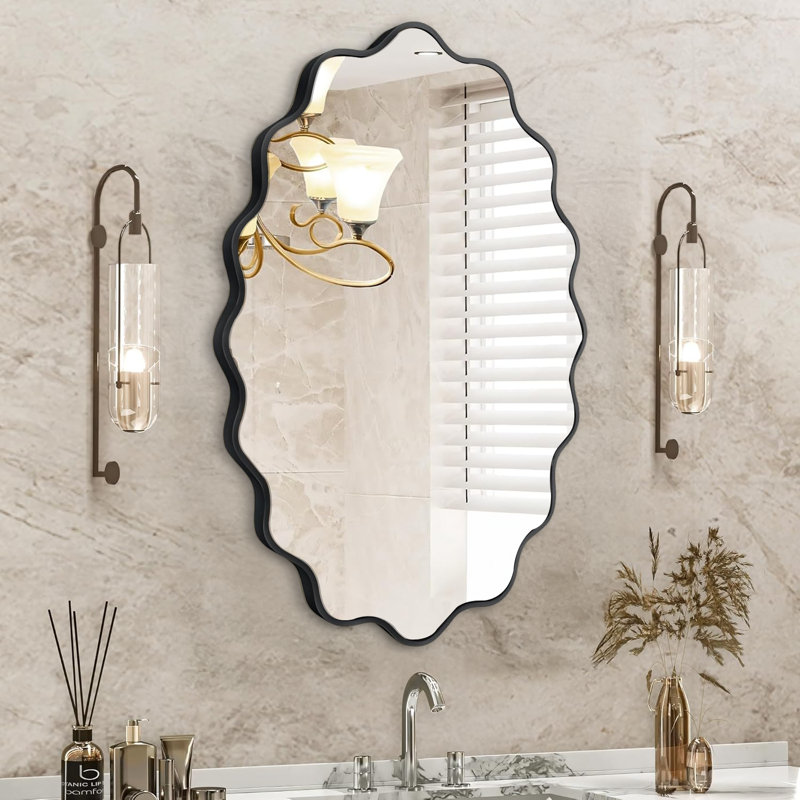 Miroir mural irrégulier irrégulier, Noir, 36 po x 24 po