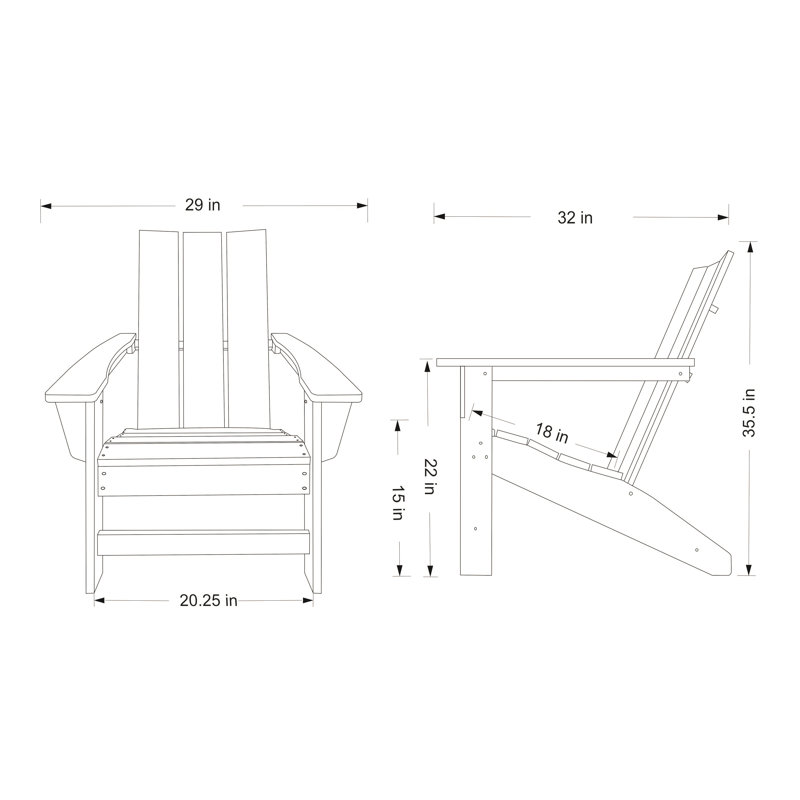 Jeo Outdoor Modern Adirondack Chair, Eggshell White
