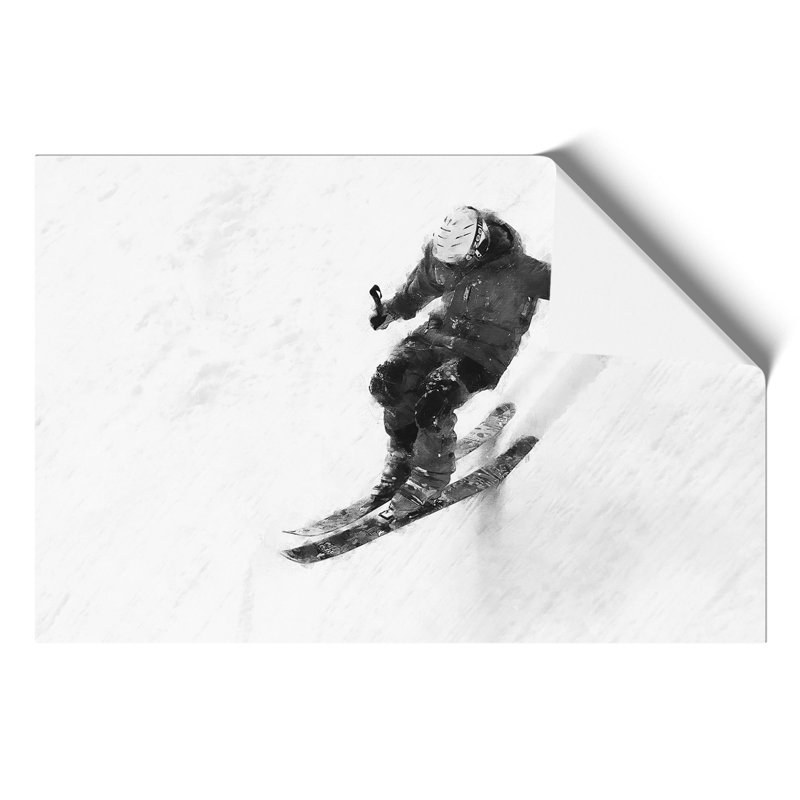 Skiing Painting - Frameless Print, 42cm H x 59cm W x 0.1cm D
