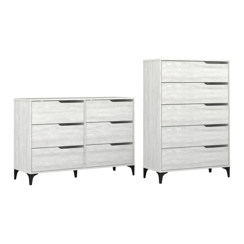 Norcross 3 Pieces Bedroom Set, Dusty Gray Oak, 2 Pcs: 2 Dressers