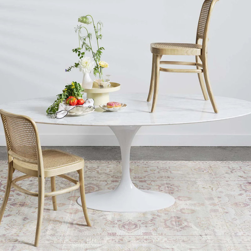 Kahel Oval Marble Dining Table, 29.5”H x 78.5”L x 42.5”W