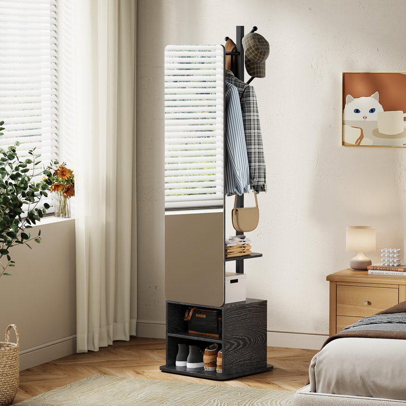 Portemanteau pivotant avec miroir, Noir