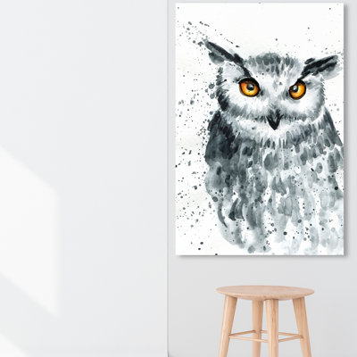 Splashed Owl"", Paint Splash Owl Modern White Canvas Wall Art Print For Baby Boy Room -  Loon PeakÂ®, 916CD3D199704C53A2B29B31C07261AC