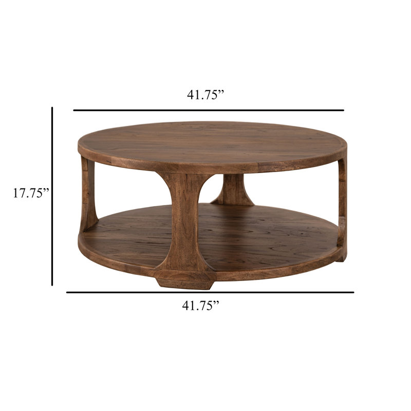 Table basse Eray, 1 tablette, bois de manguier brun Almond Barrel, 42 po, Brun amande