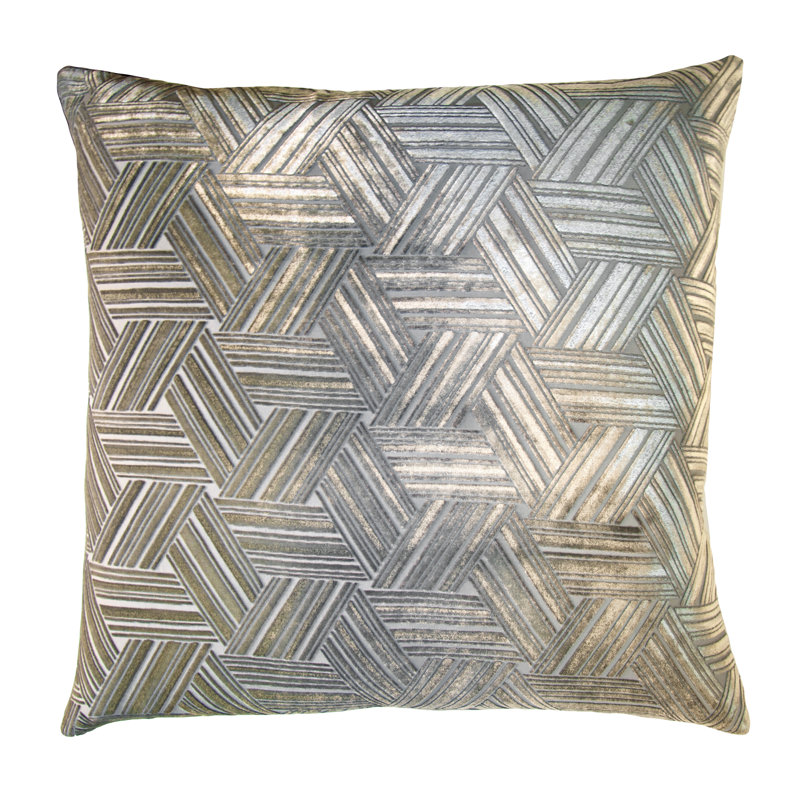 Entwined Square Velvet Pillow Cover & Insert, Nickel, 20" x 20"