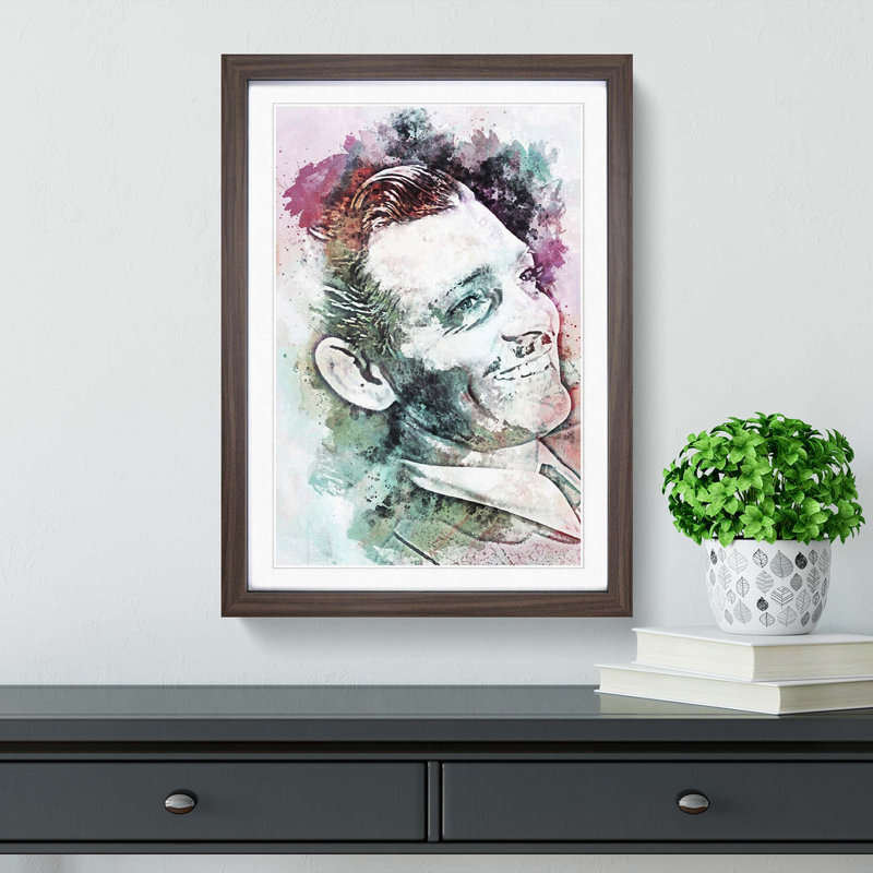 Clark Gable in Abstract - Picture Frame Painting Print, 36cm H x 27cm W x 2cm D, Walnut Framed