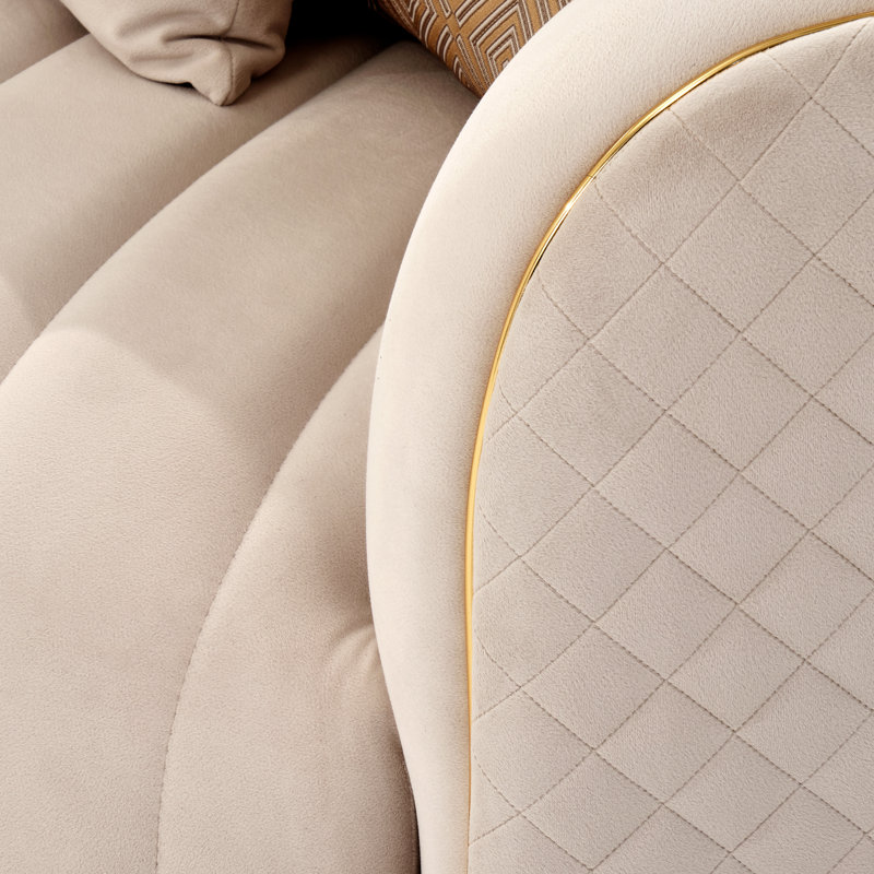 Ariana 83'' Velvet Round Arm Loveseat, Beige, 31" H x 83" W x 35" D