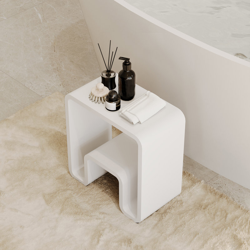 Casainc Riverside Freestanding Solid Surface Bathroom Shower Stool Shower Bench Shower Chair