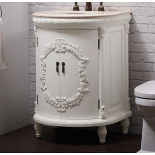 Aravale 25'' Single Bathroom Vanity with Natural Marble Top