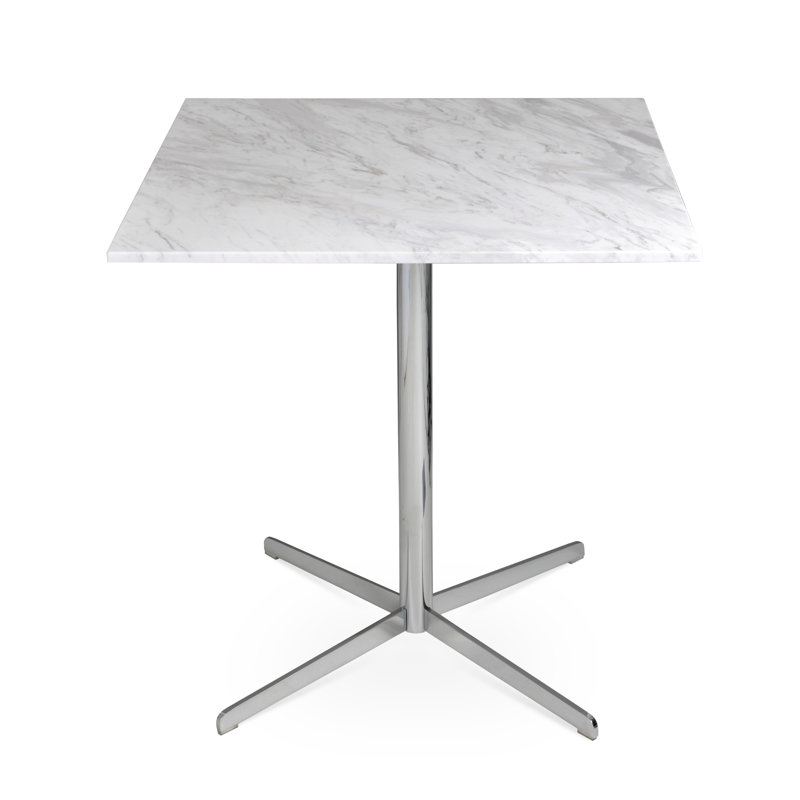 Diana Pedestal Dining Table, 29" H x 23" L x 23" W, White Marble