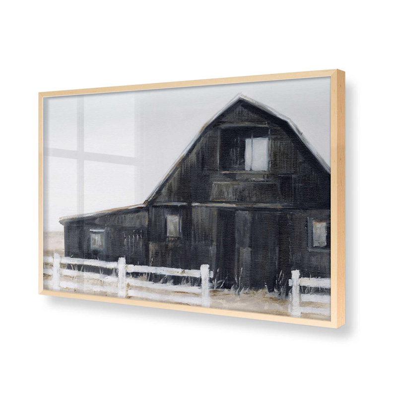 Imprimé de grange noire patinée II, Cadre photo simple érable brut, H 12 po x l 15 po