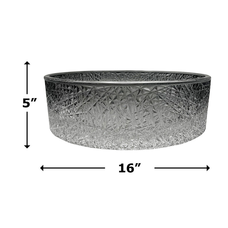 16'' Round Textured Clear Glass Vessel Sink