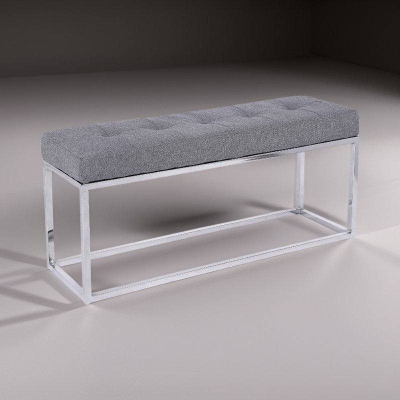 Chepstow Upholstered Bench, Silver