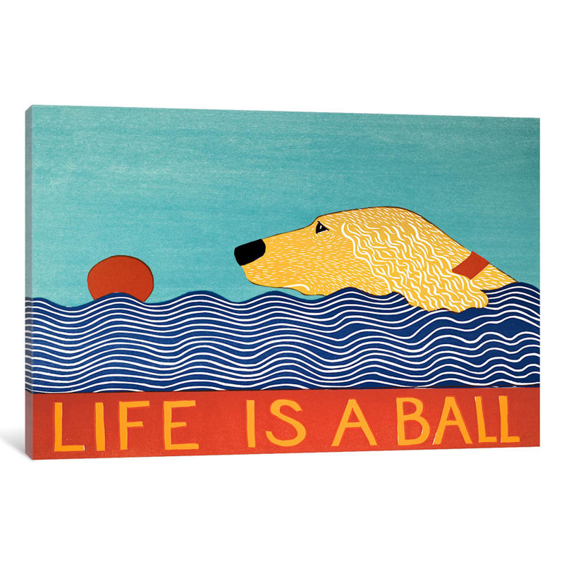 Life Is A Ball Gold Golden by Stephen Huneck - Wrapped Canvas Print, 101.6 cm H x 66.04 cm W x 1.91 cm D