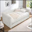 Daybed, Upholstered Sofa Bed,The Bottom Pulls Out To Form A Bed ,Plaid Corduroy Fabric(86"*43.5"*34")-1257062416