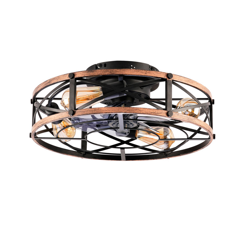 Ventilateur de plafond de type montage 19 po, moteur réversible, télécommande CC, ventilateur de plafond à 6 vitesses, minuterie, pour le salon, la chambre à coucher ou la salle à manger - ampoules non incluses
