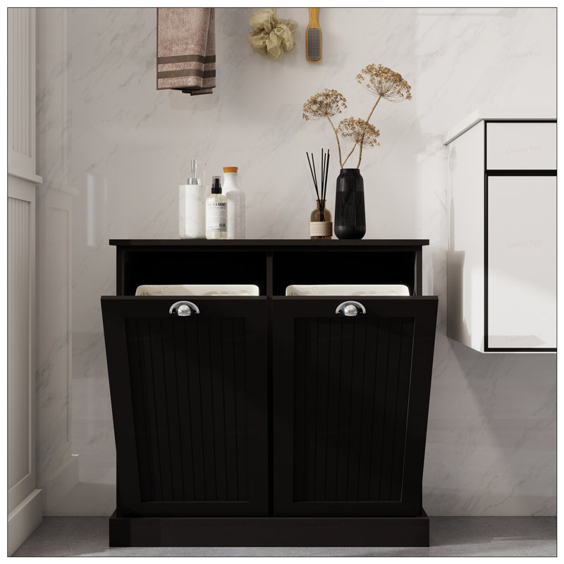 Armoire de trieur de linge inclinable à deux compartiments avec panneau de fibres à densité moyenne E1 durable et peinture UV écologique pour une organisation efficace