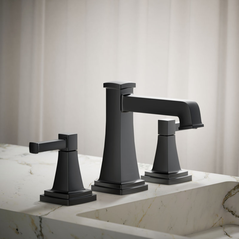 Riff Widespread Bathroom Sink Faucet, Matte Black, 0.5 GPM