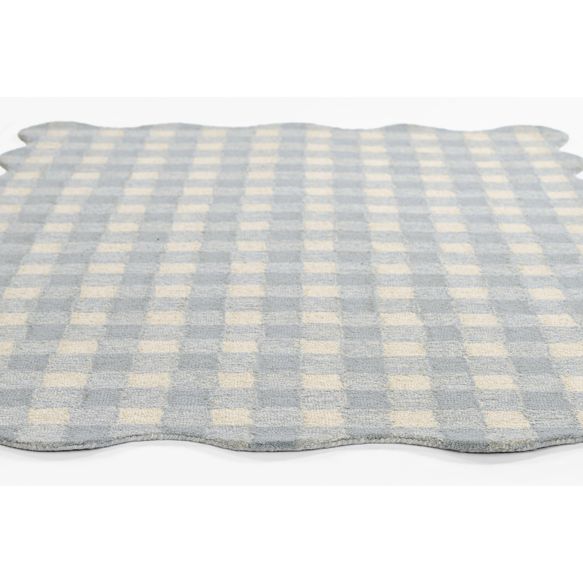 Alcona Hand Tufted Wool Plaid Blue Area Rug 2'3" X 8' Runner, Runner 2'3" x 8'