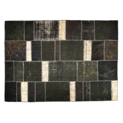 Tapis noir / gris / brun en laine noué à la main