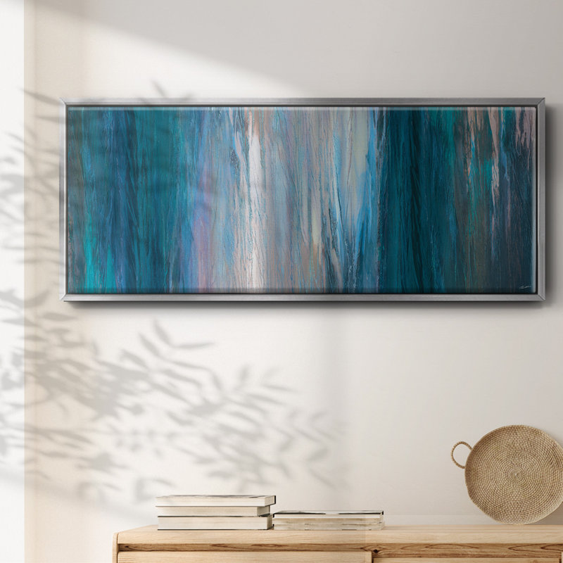 «Falling Blue» - toile encadrée, H 20 po x l 50 po