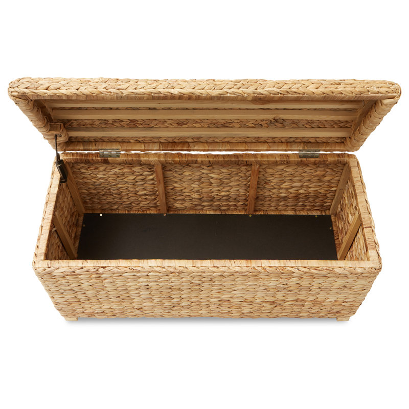 36" Storage Trunk Chest w/ Curved Lid, Safety Hinge, Hyacinth, Natural