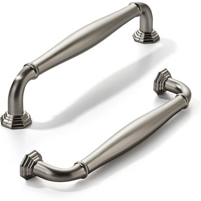Paquet de 10 poignées d'armoire robustes et poignées de tiroir robustes, finition en nickel satiné brossé, trou central de 4 pouces, fabrication en alliage de zinc pour armoires de cuisine et de salle de bain